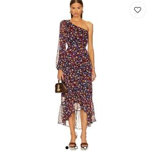 NWOT Astr Calista Red and Blue Asymmetrical One-Shoulder Cocktail Dress Sz Small